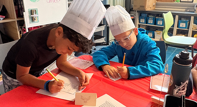 Students writing