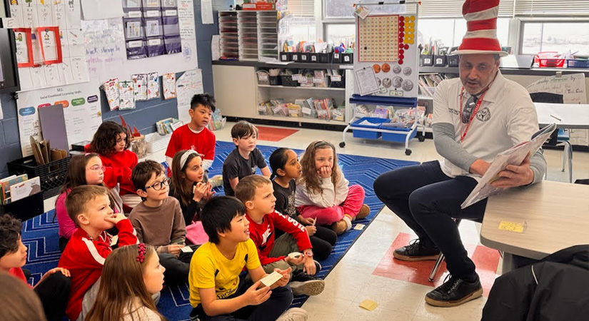 Students being read to.