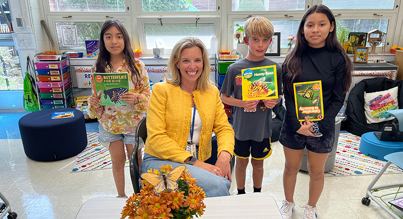 Students with the principal.