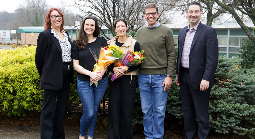 Teachers of the year with administrators.