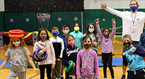 Students during movement breaks.