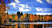 Fall scene on a lake.
