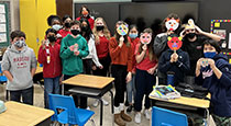Students wearing masks.