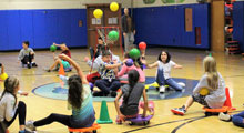 Students playing at gym class.