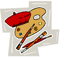 An art pallet with brushes 