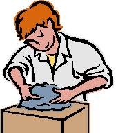 Person molding clay