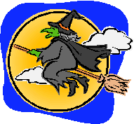 A witch flying her broom